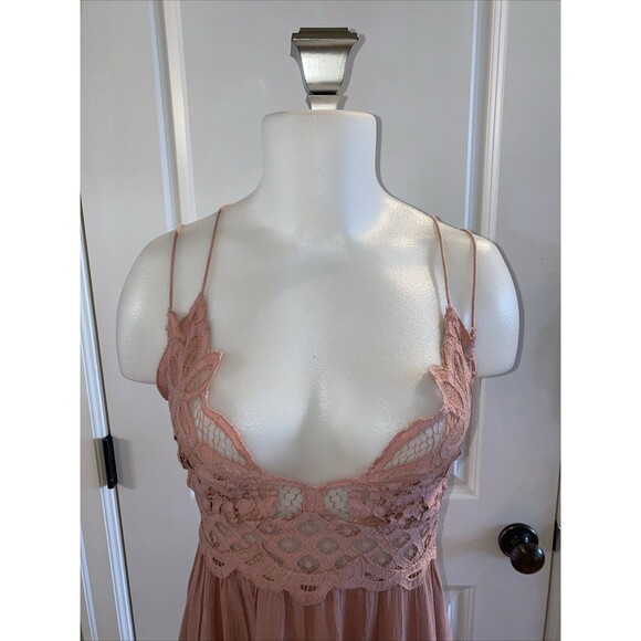 FP ONE‎ FREE PEOPLE Adella Slip Dress Rose Lace Embroidered Babydoll Size XS - Picture 3 of 16